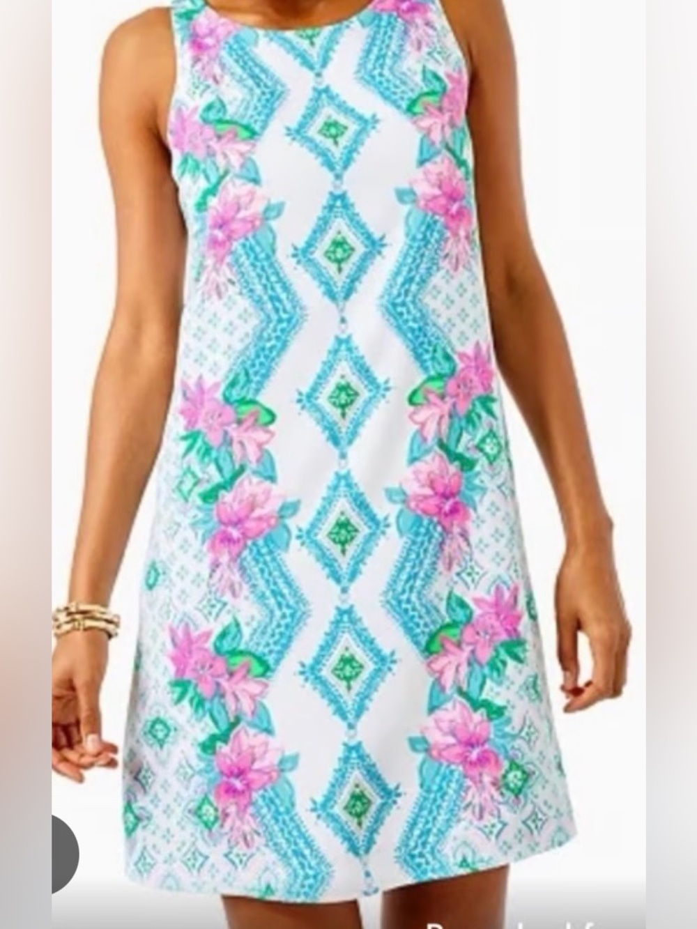 Lilly Pulitzer White Shift Dress with Pink & Teal Floral Print